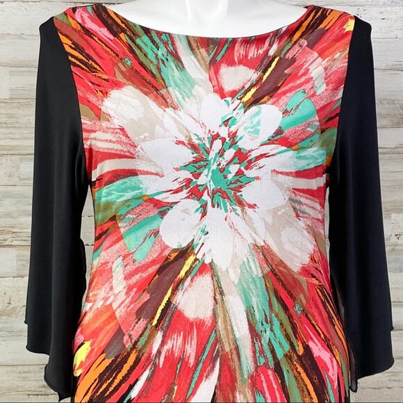 Fenn Wright Manson Floral Dress Womens Size 12 Black Coral Vibrant Shift - Picture 2 of 13